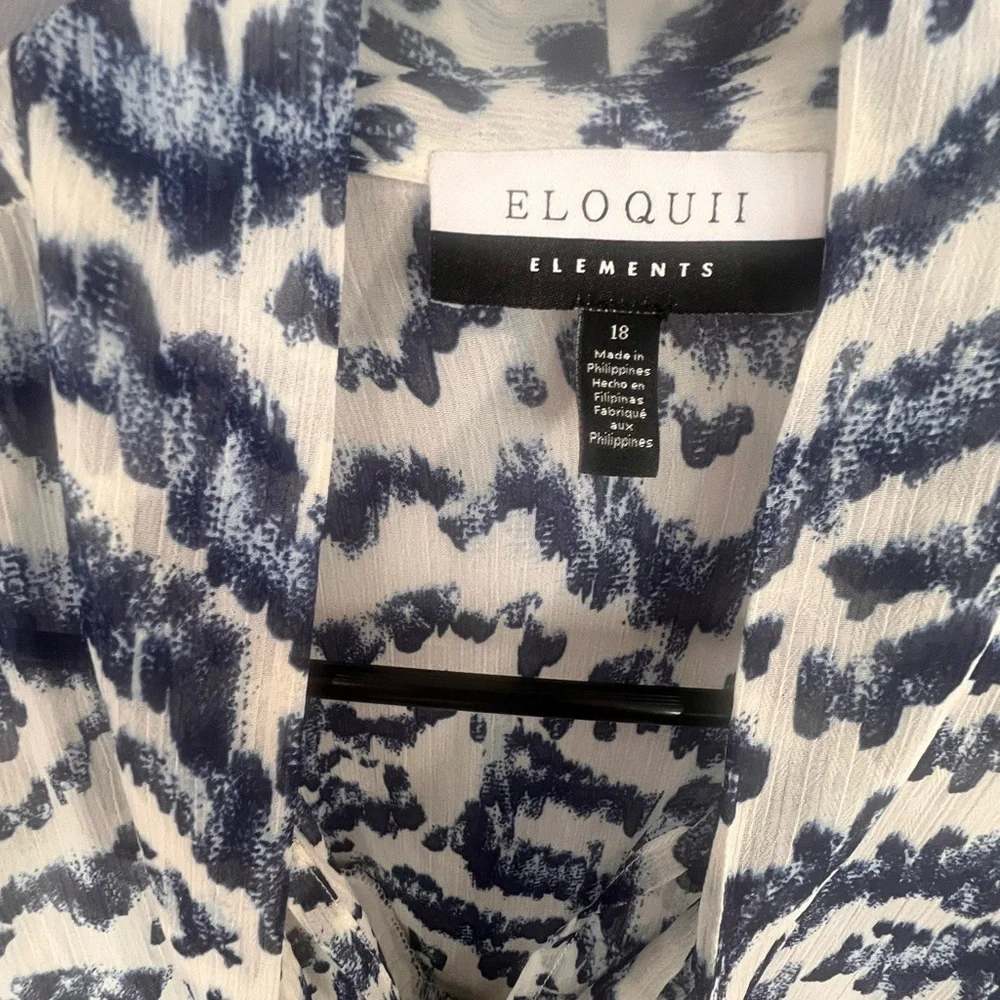 EUC Eloquii Blue and White Long Sleeve Dress - Picture 4 of 7